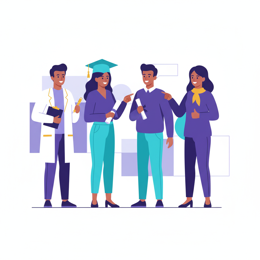 Grupo de profesionales farmacéuticos celebrando sus oposiciones aprobadas